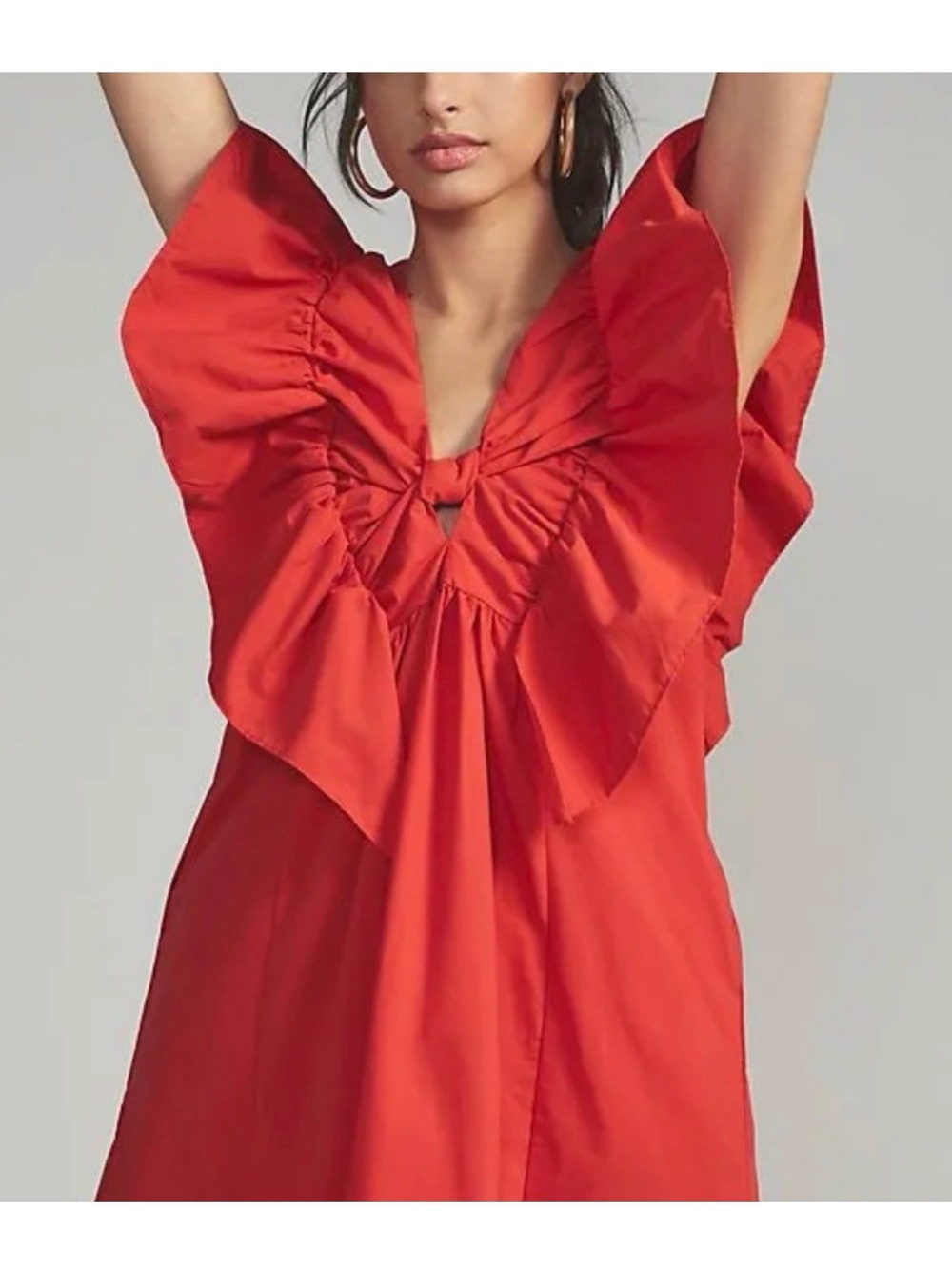 Bold Red Ruffle-Trim Mini Dress - Picture 3 of 7